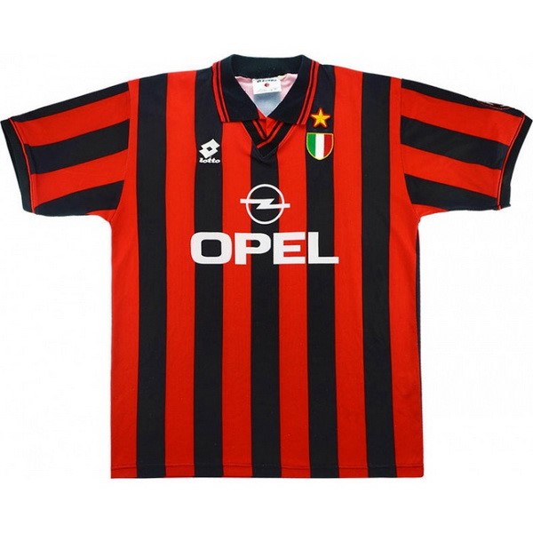 Camiseta AC Milan Replica Primera Ropa Retro 1996 1997 Negro Rojo